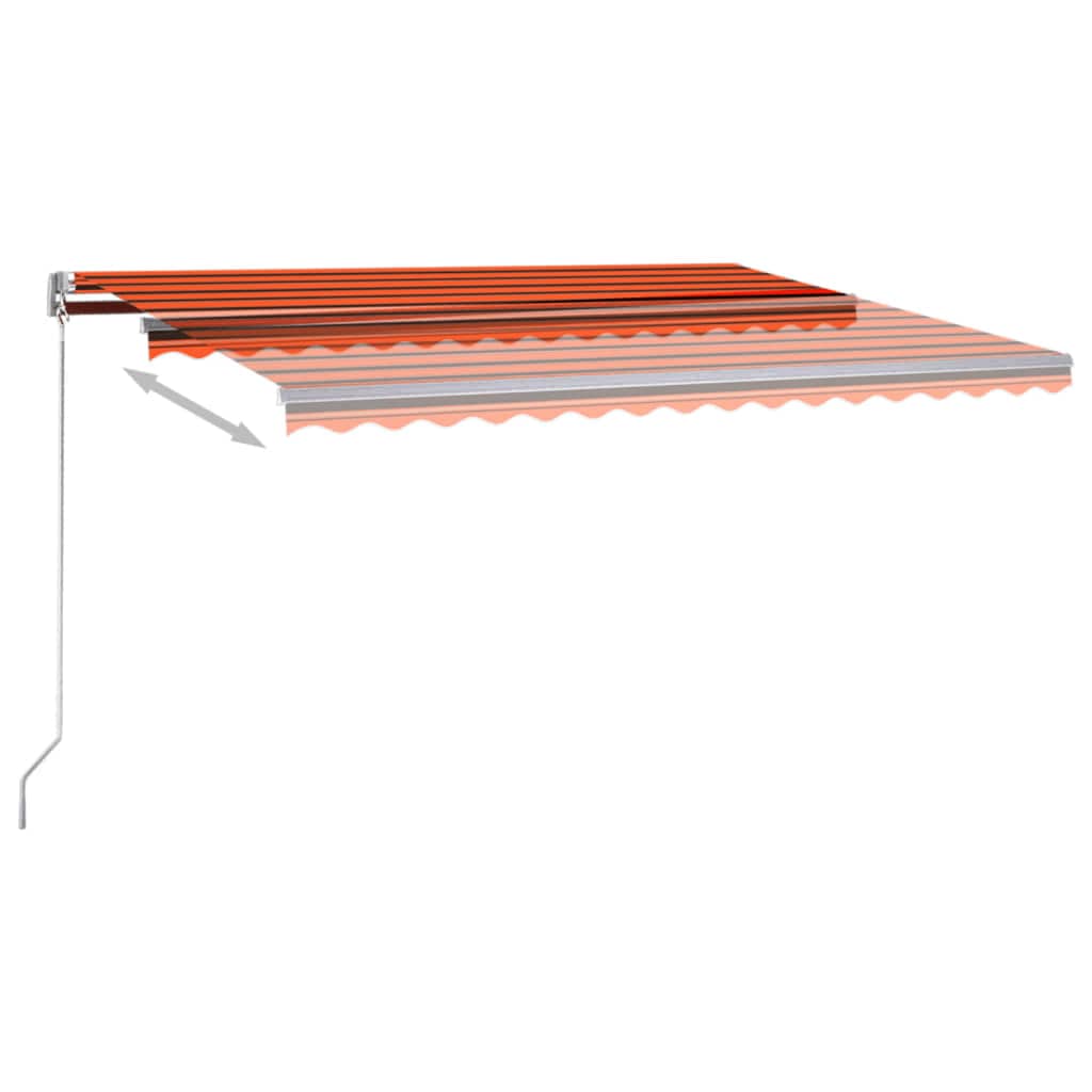 vidaXL narancssárga-barna szélérzékelős és LED-es napellenző 400x350cm