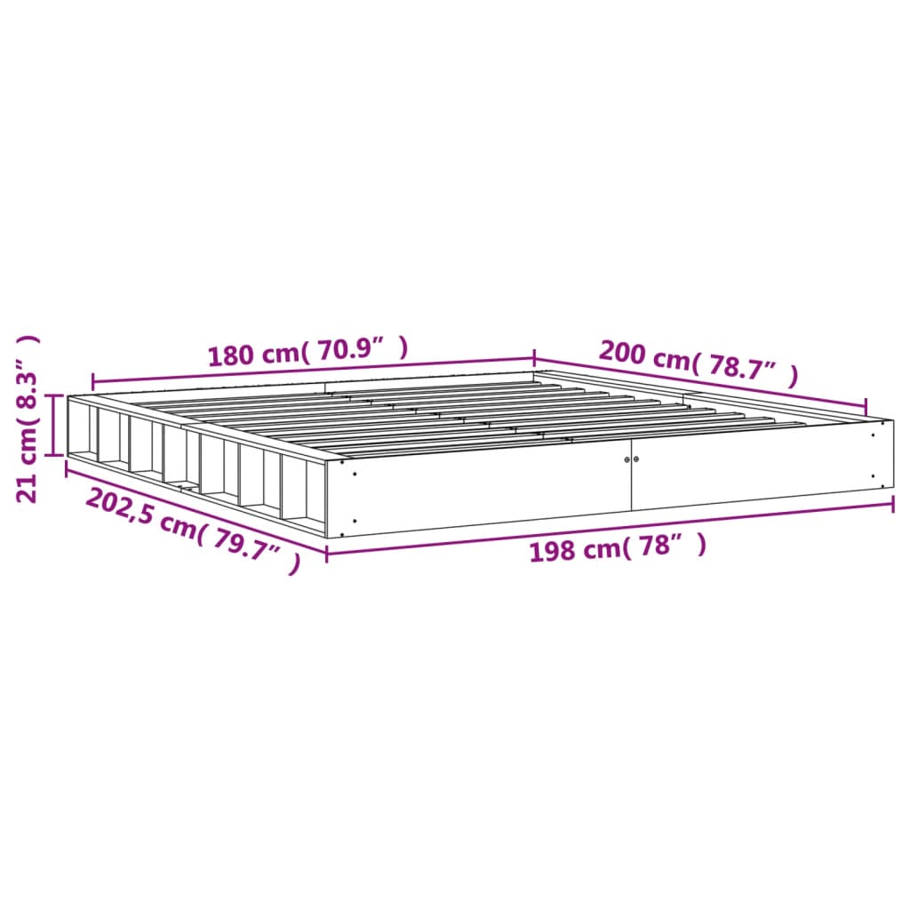 vidaXL viaszbarna tömör fenyőfa ágy matrac nélkül 180 x 200 cm