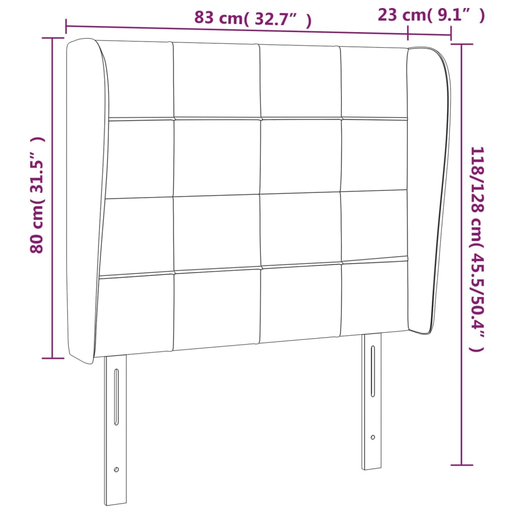 vidaXL sötétzöld bársony fejtámla szárnyakkal 83 x 23 x 118/128 cm