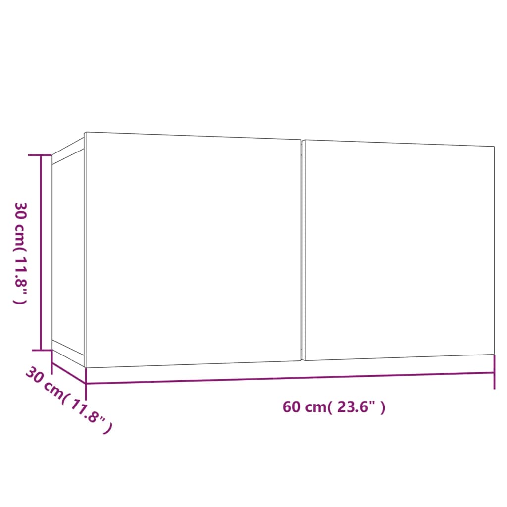 vidaXL szürke sonoma színű szerelt fa függő TV-szekrény 60x30x30 cm