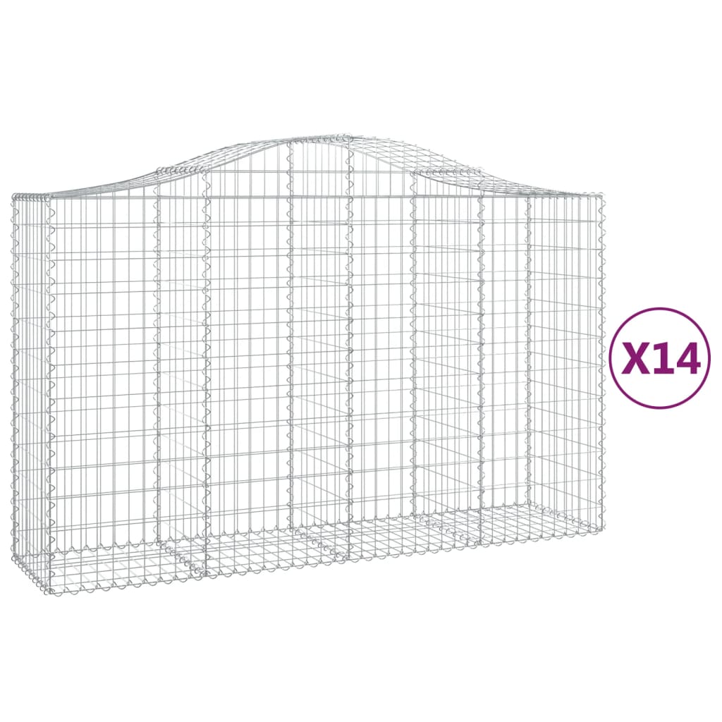 vidaXL 14 db íves horganyzott vas gabion kosár 200x50x120/140 cm