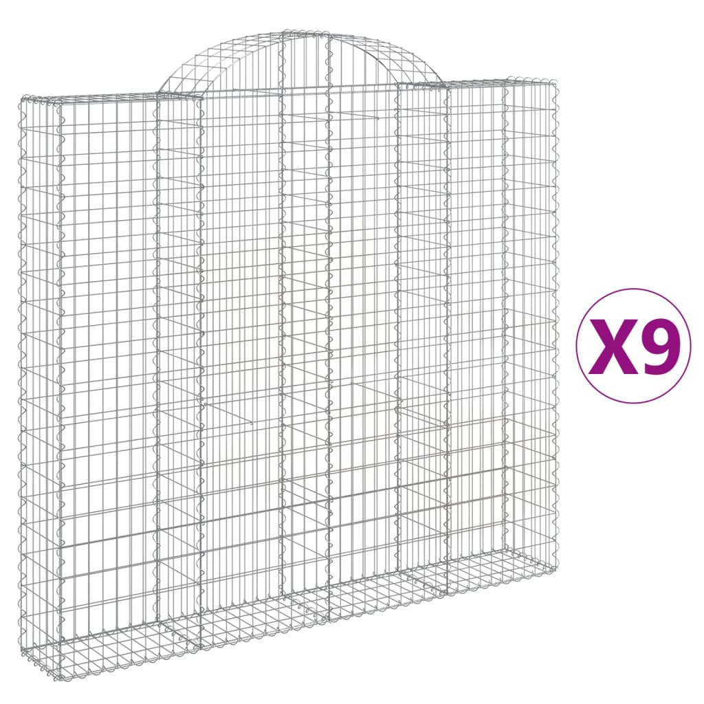 vidaXL 9 db íves horganyzott vas gabion kosár 200x30x180/200 cm