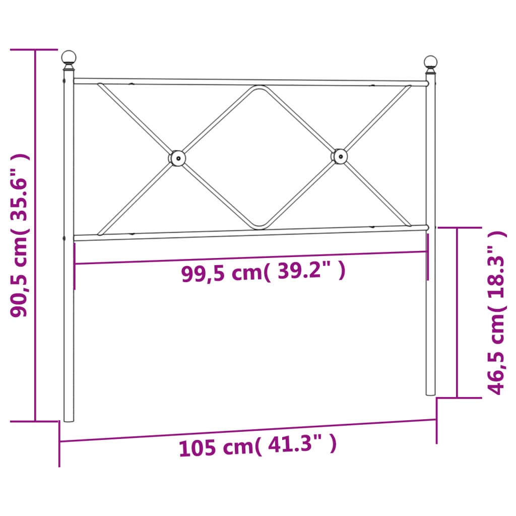 vidaXL fekete fém fejtámla 100 cm