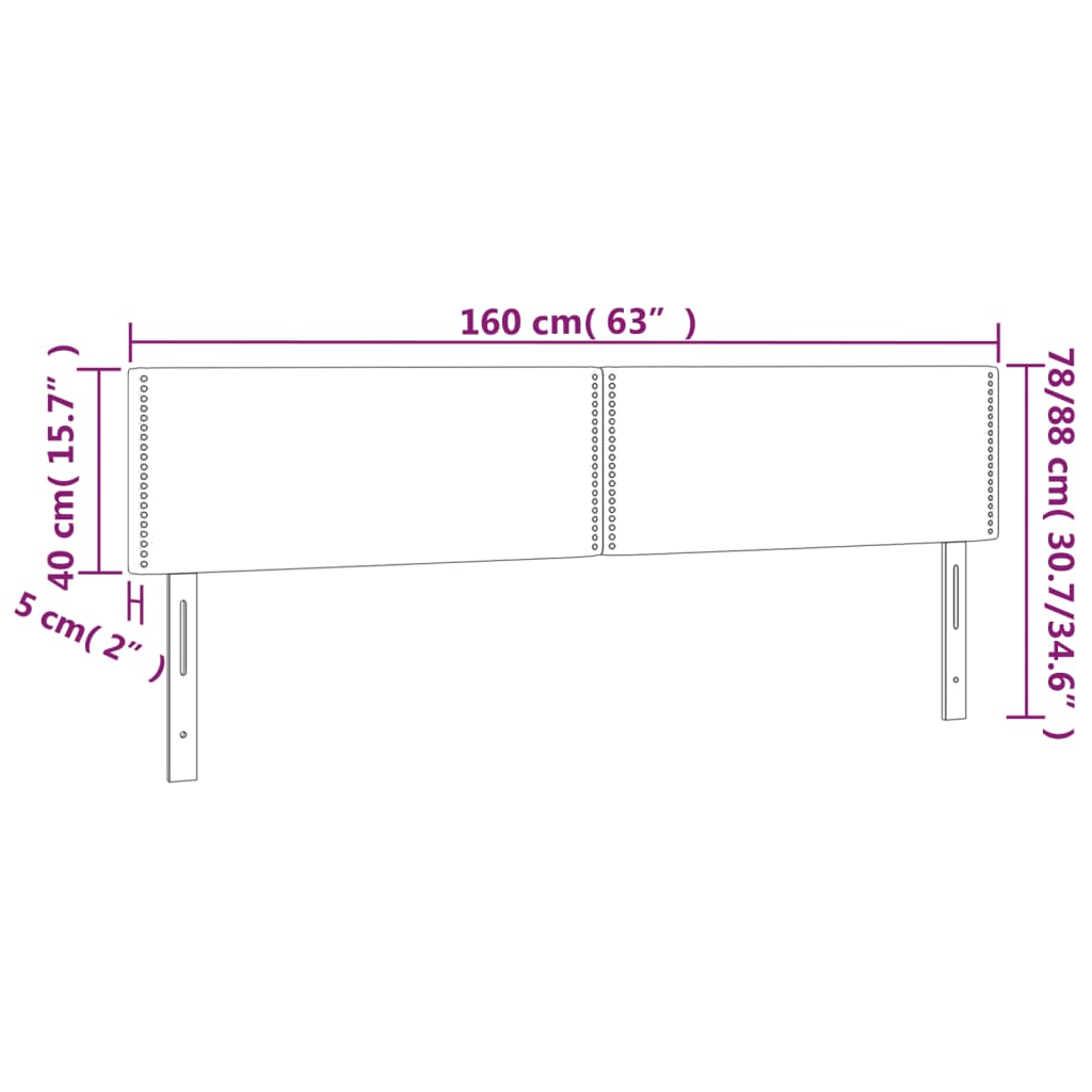 vidaXL cappuccino színű műbőr LED-es fejtámla 160 x 5 x 78/88 cm