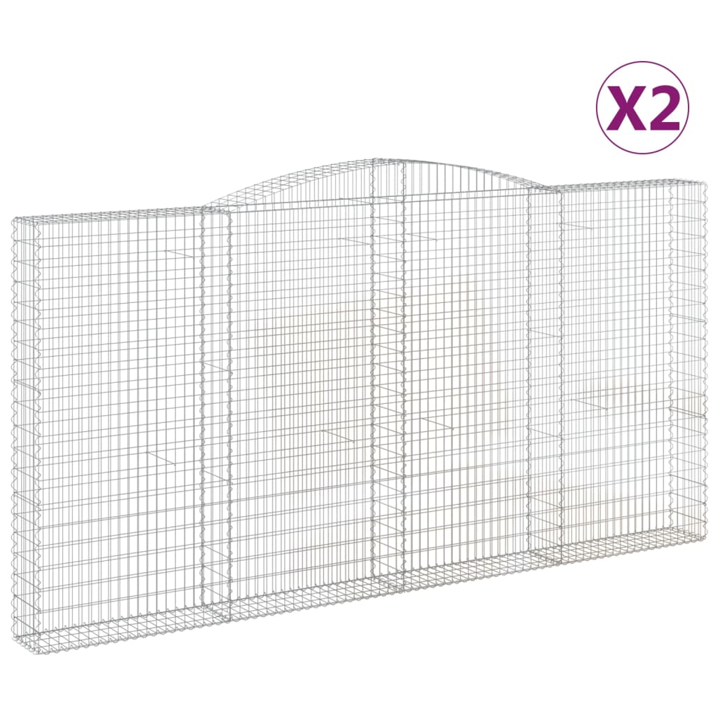 vidaXL 2 db íves horganyzott vas gabion kosár 400x30x200/220 cm