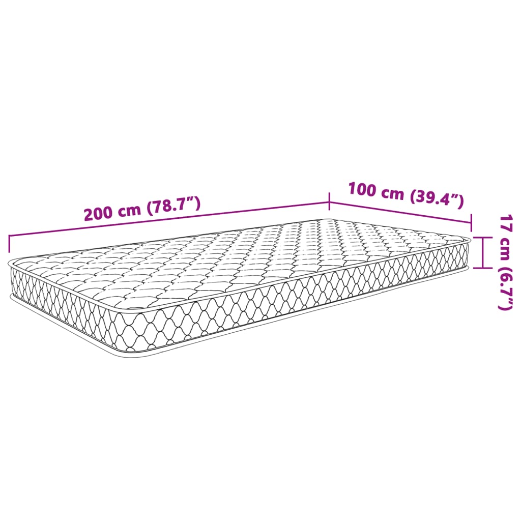 vidaXL fehér memóriahabos matrac 100 x 200 x 17 cm