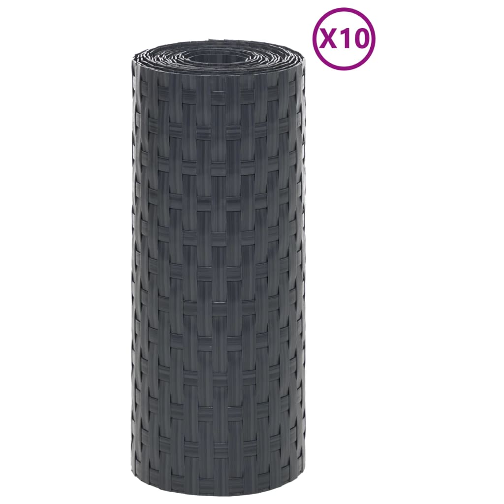 vidaXL 10 db antracitszürke polyrattan erkélyparaván 255 x 19 cm