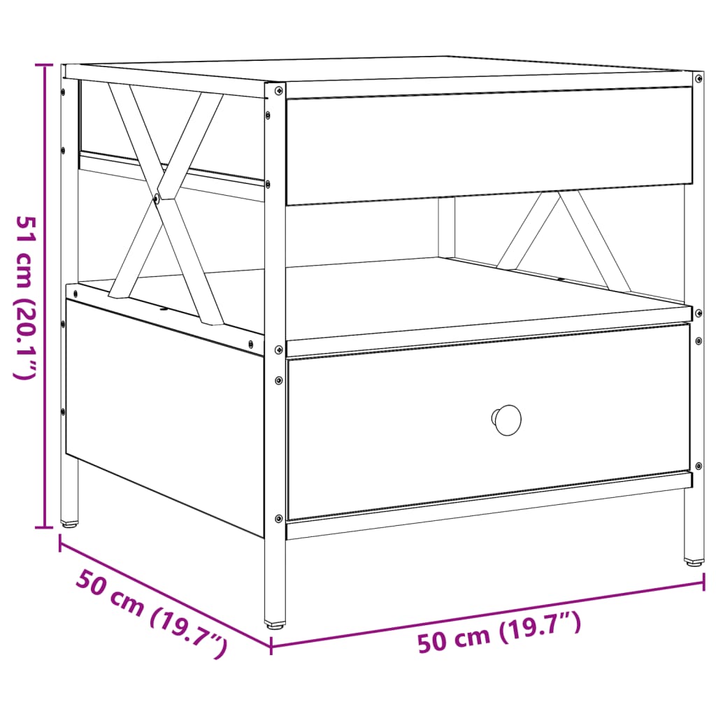 vidaXL szürke sonoma végtelen hatású LED-es dohányzóasztal 50x50x51 cm