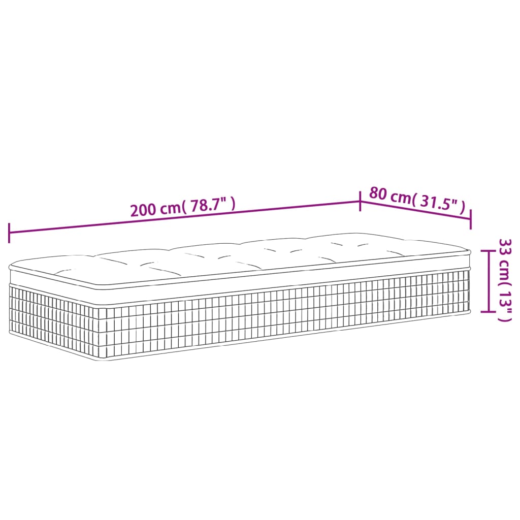 vidaXL közepes keménységű zsebrugós matrac 80 x 200 cm