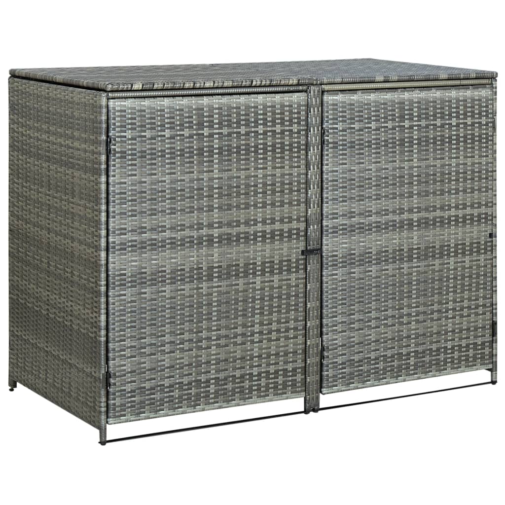 vidaXL antracit polyrattan dupla tároló gurulós kukához 148x77x111 cm