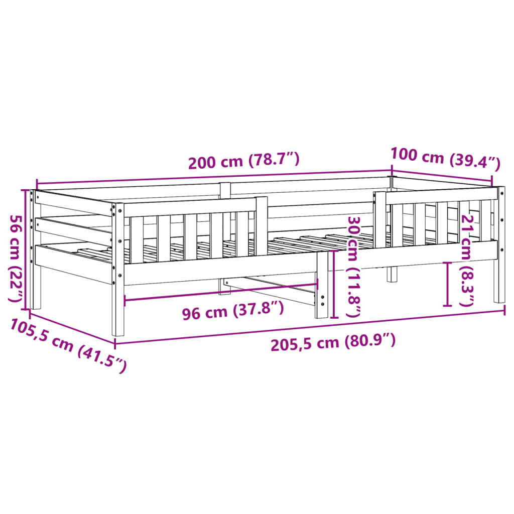 vidaXL viaszbarna tömör fenyőfa ágy matrac nélkül 100 x 200 cm