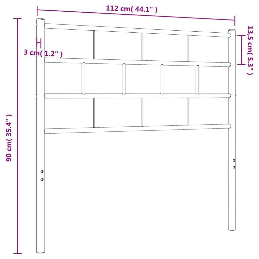 vidaXL fehér fém fejtámla 107 cm