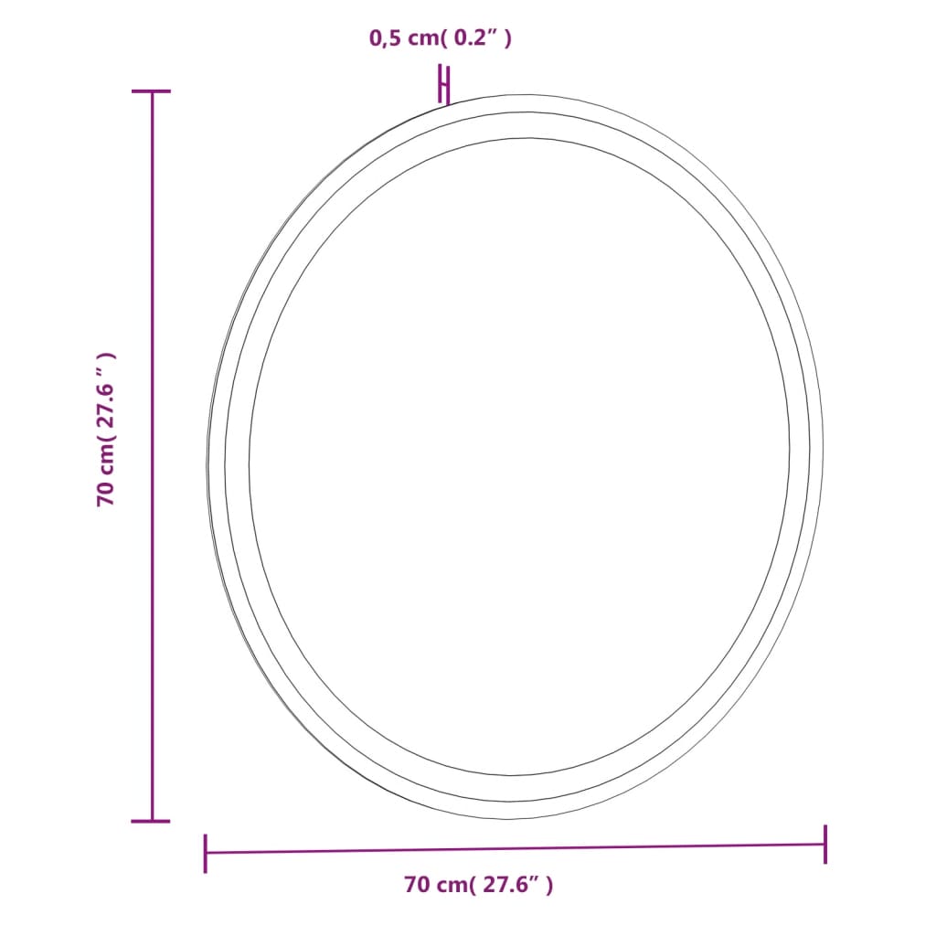 vidaXL kerek LED-es fürdőszobai tükör 70 cm