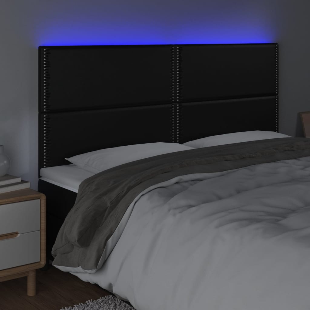 vidaXL fekete műbőr LED-es fejtámla 160x5x118/128 cm