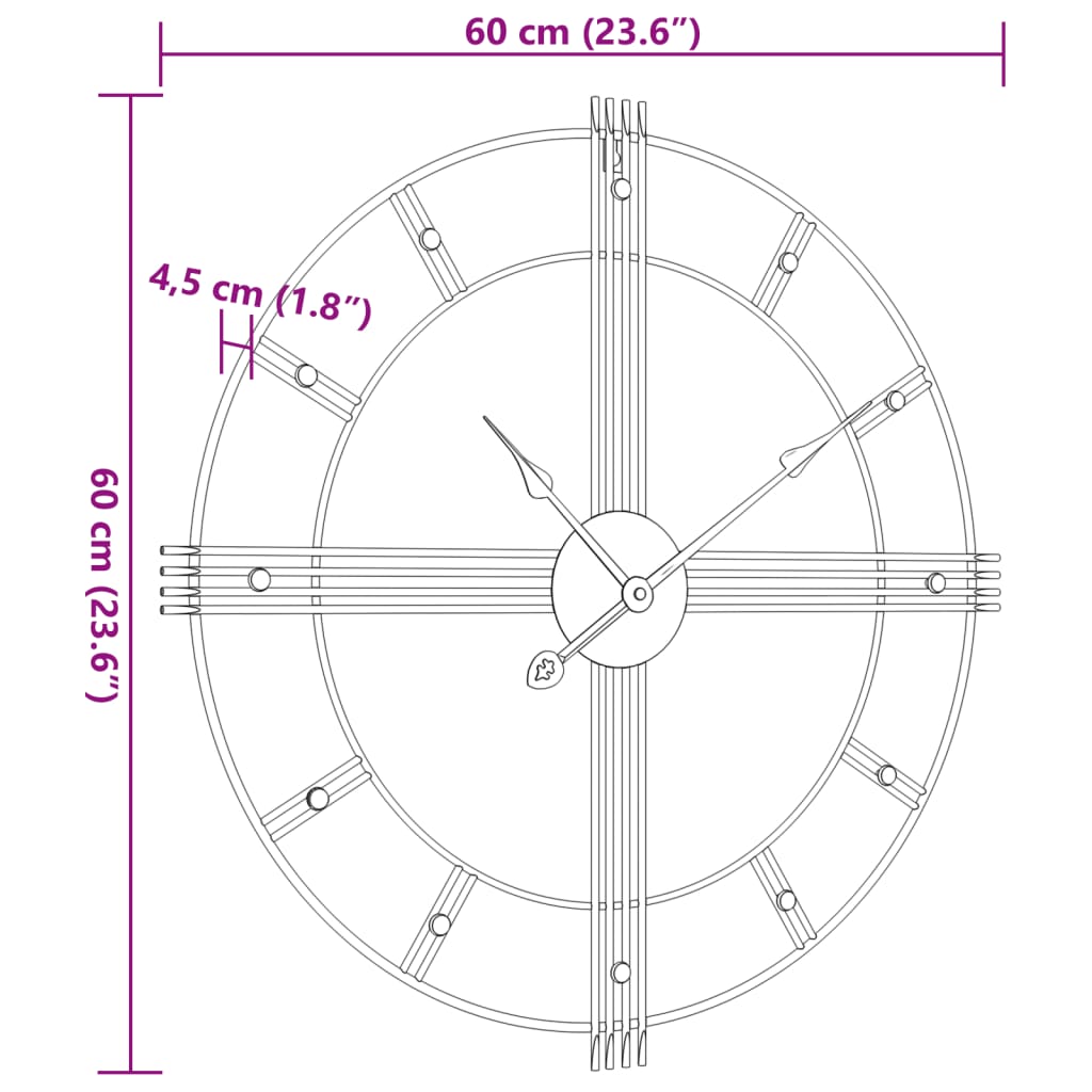 vidaXL fekete vas falióra Ø60 cm