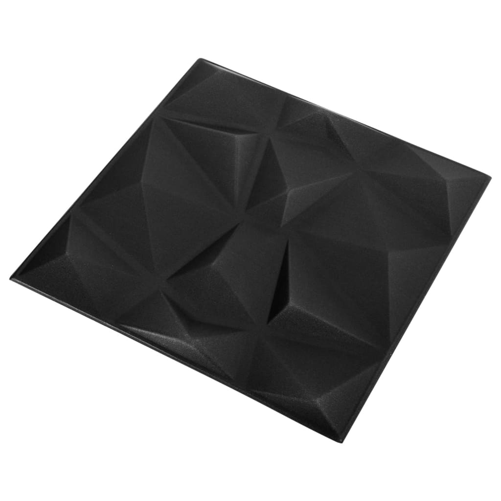 vidaXL 48 darab gyémánt fekete 3D fali panel 50 x 50 cm 12 m²