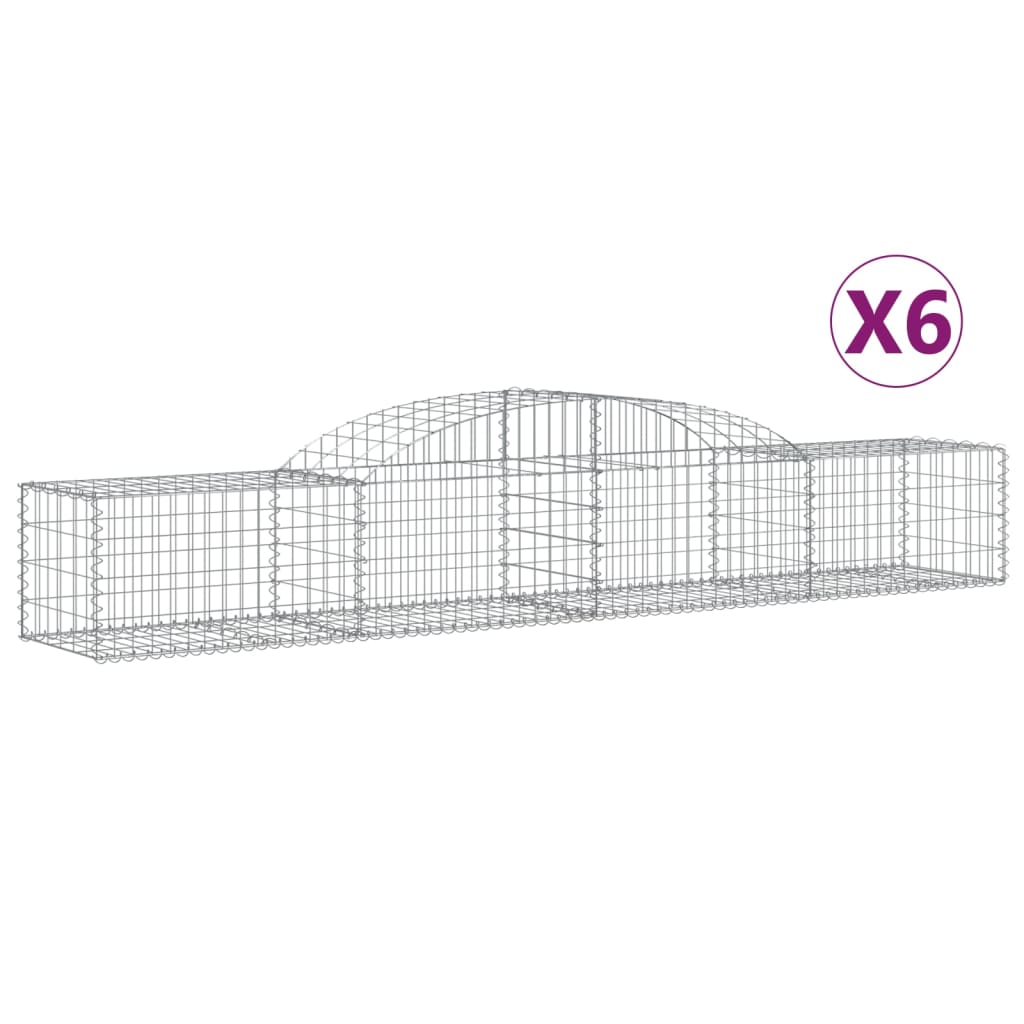 vidaXL 6 db íves horganyzott vas gabion kosár 300x50x40/60 cm