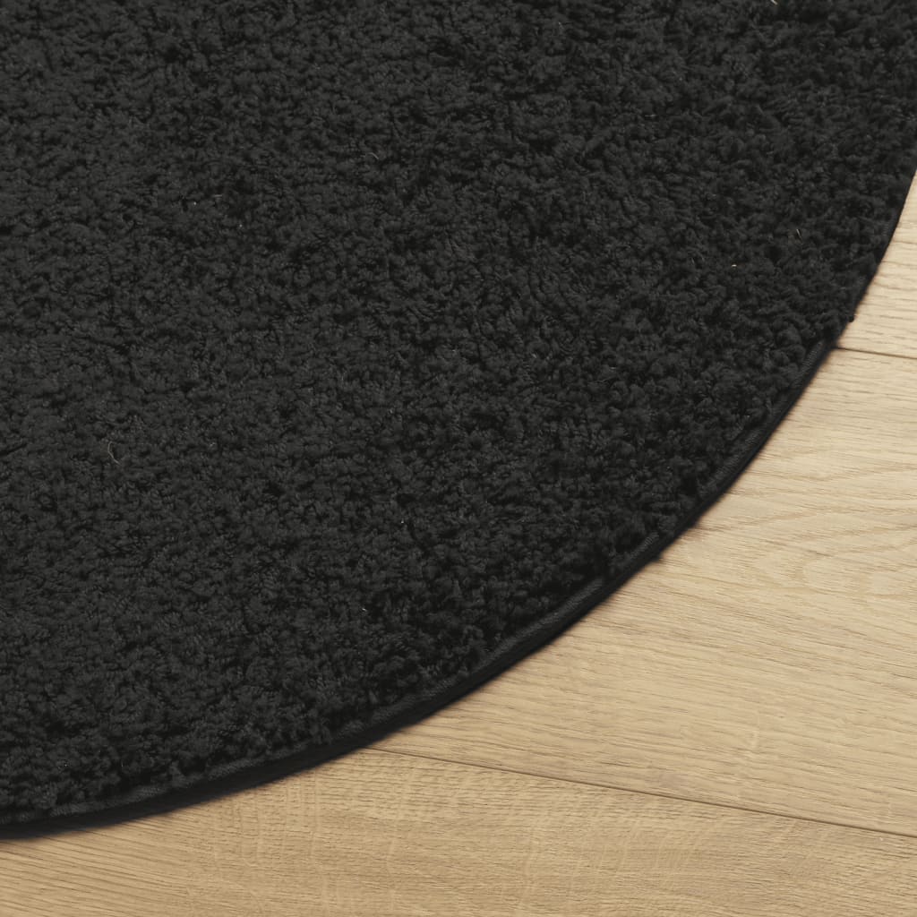 vidaXL PAMPLONA fekete magas szálú bolyhos modern szőnyeg Ø 160 cm