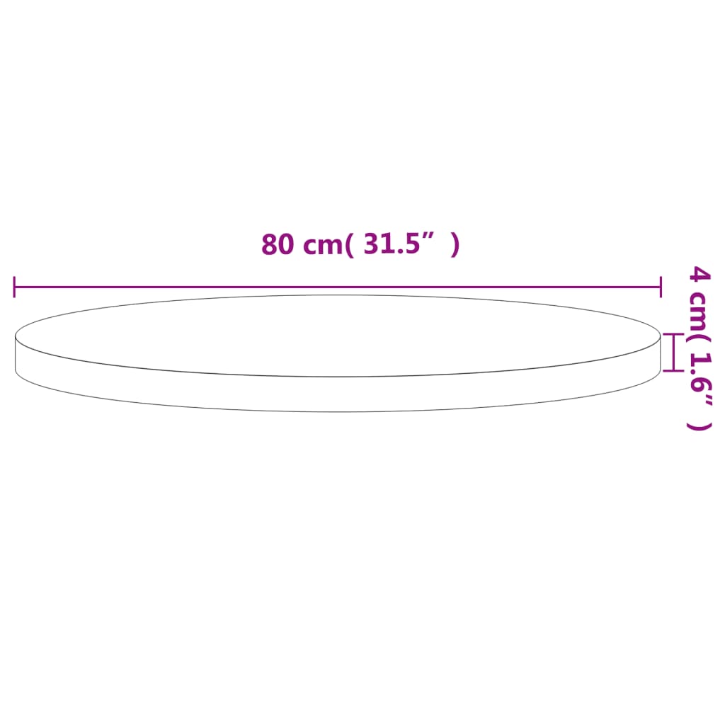 vidaXL tömör bükkfa kerek asztallap Ø80 x 4 cm