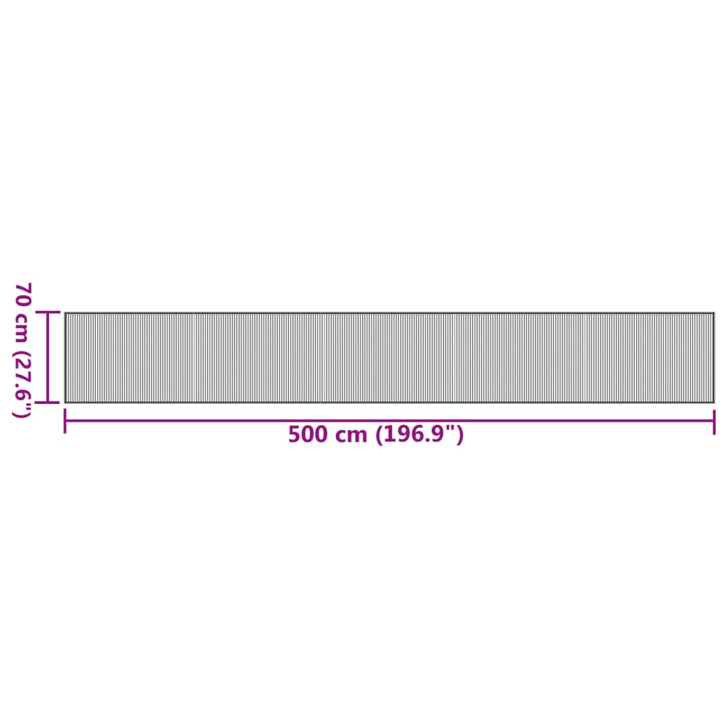 vidaXL négyszögletű fekete bambusz szőnyeg 70 x 500 cm