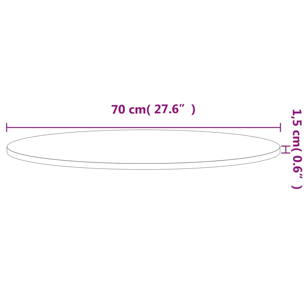 vidaXL tömör bükkfa kerek asztallap Ø70 x 1,5 cm