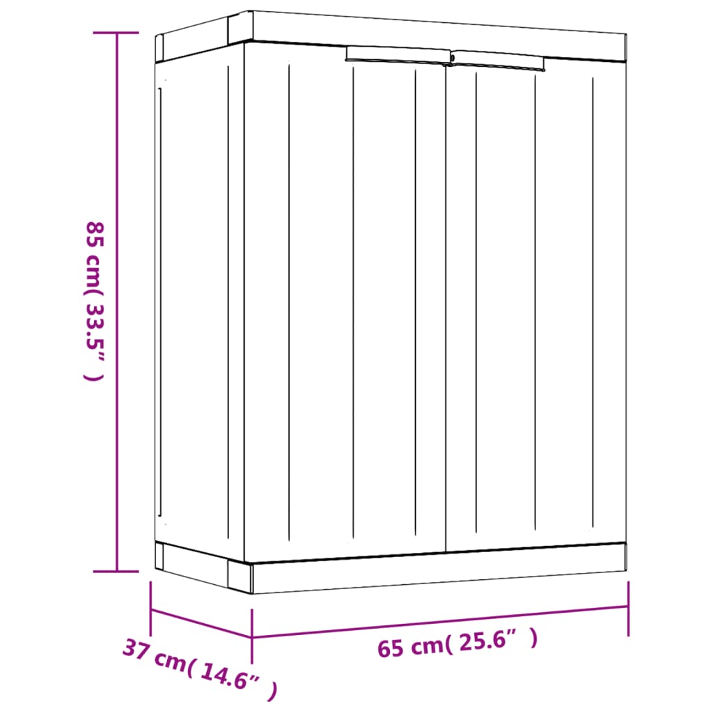 vidaXL szürke és fekete PP kültéri tárolószekrény 65 x 37 x 85 cm