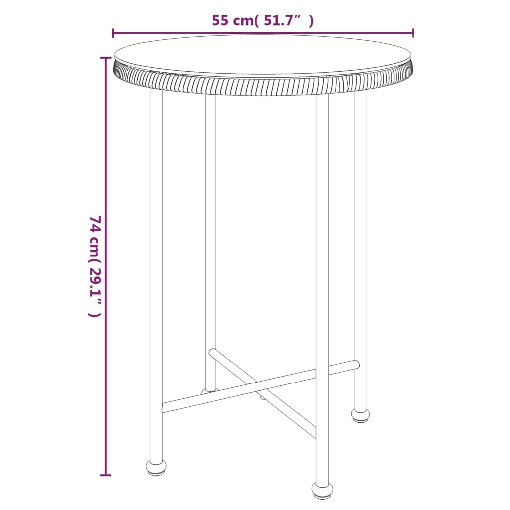 vidaXL fekete edzett üveg és acél étkezőasztal Ø55 cm