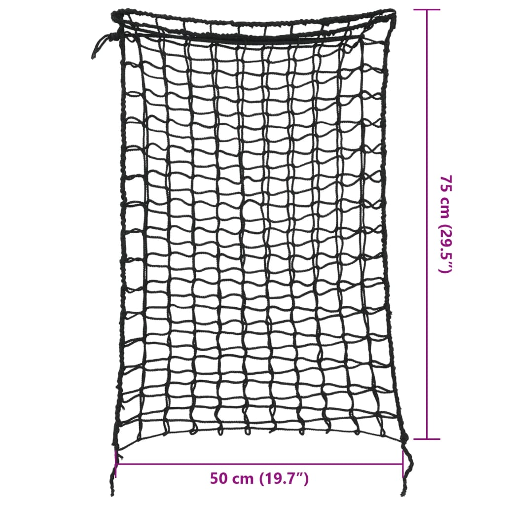 vidaXL 2 db négyszögletű fekete PP szénaháló 75 x 50 cm