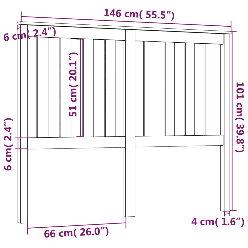 vidaXL szürke tömör fenyőfa ágyfejtámla 146 x 6 x 101 cm