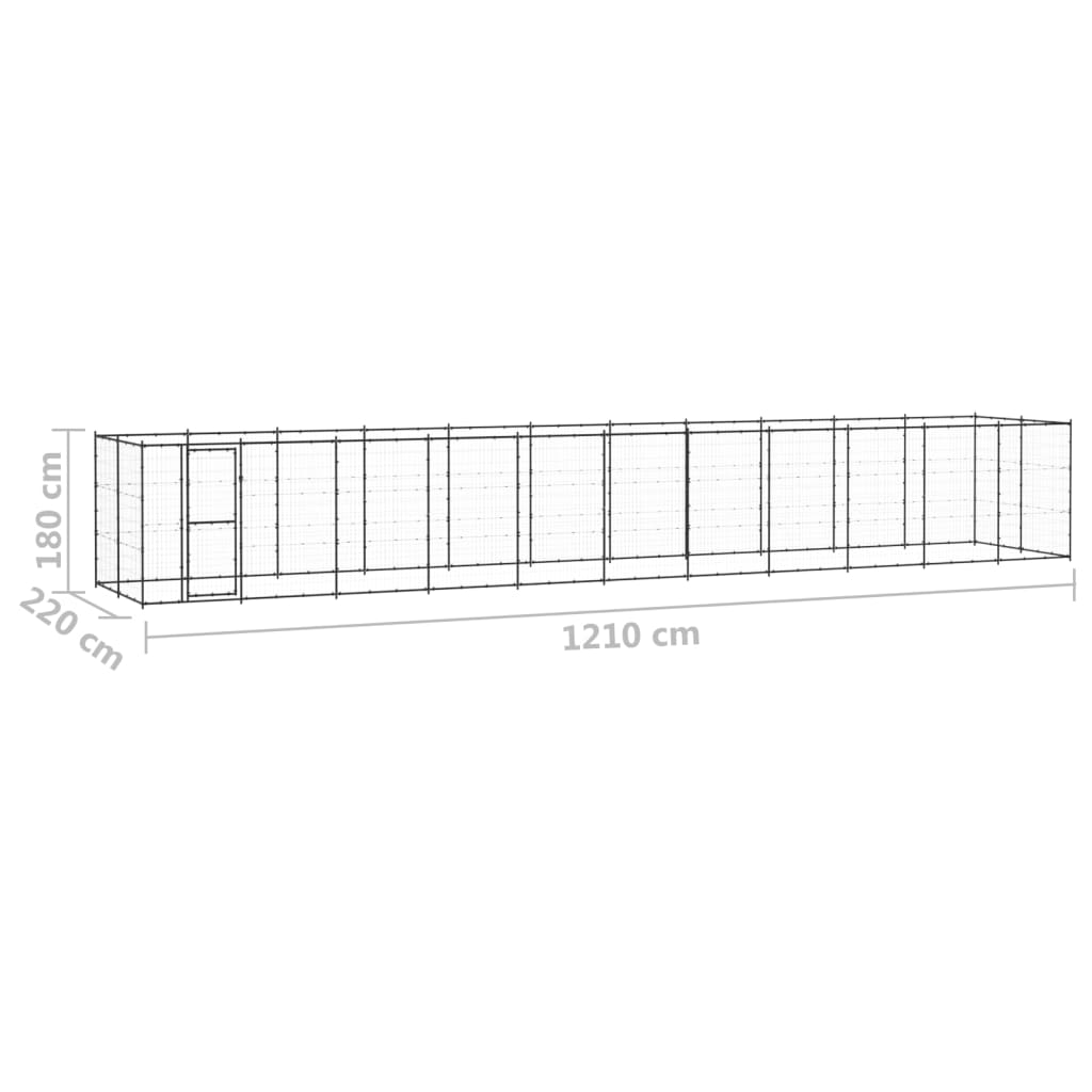 vidaXL kültéri acél kutyakennel 26,62 m²