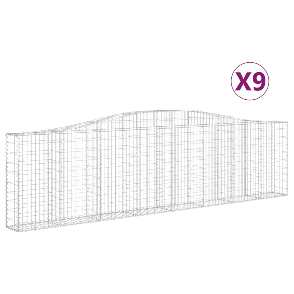 vidaXL 9 db íves horganyzott vas gabion kosár 400x30x100/120 cm