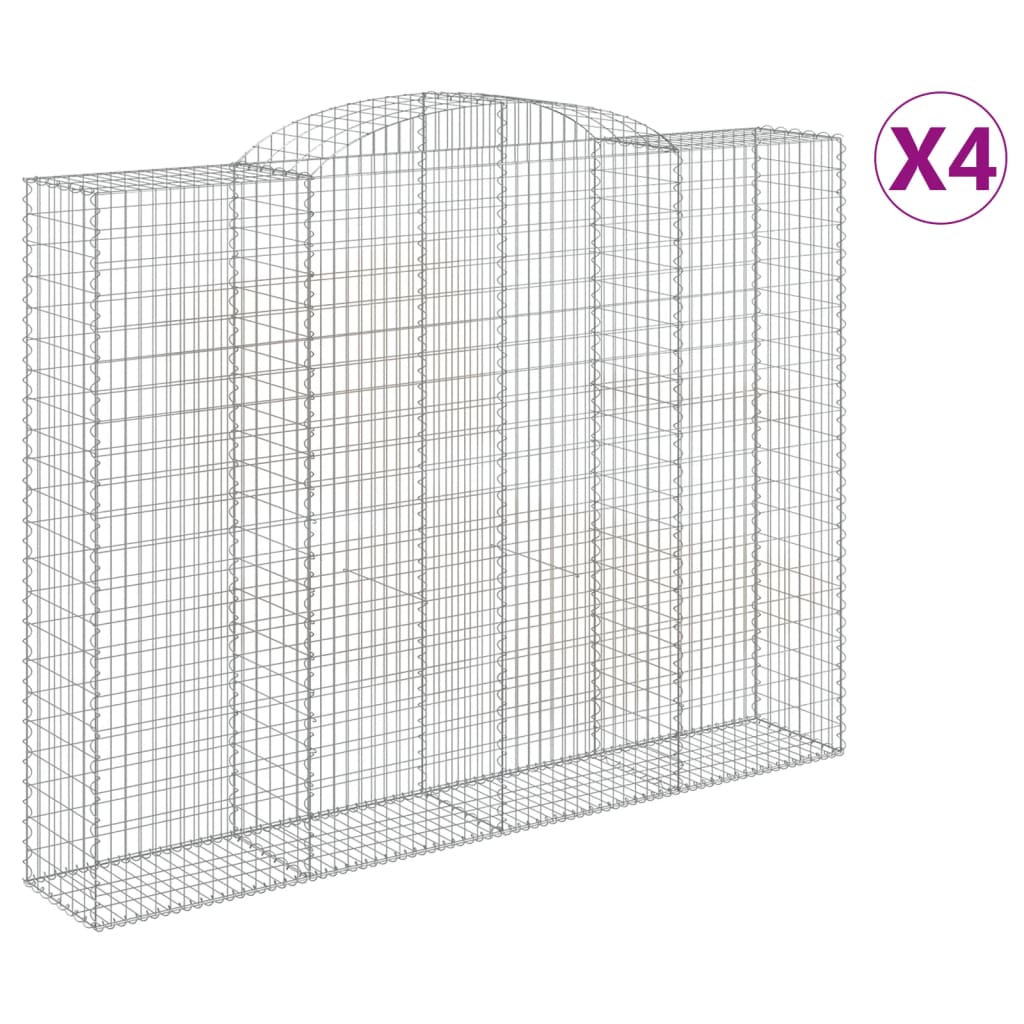 vidaXL 4 db íves horganyzott vas gabion kosár 300x50x220/240 cm