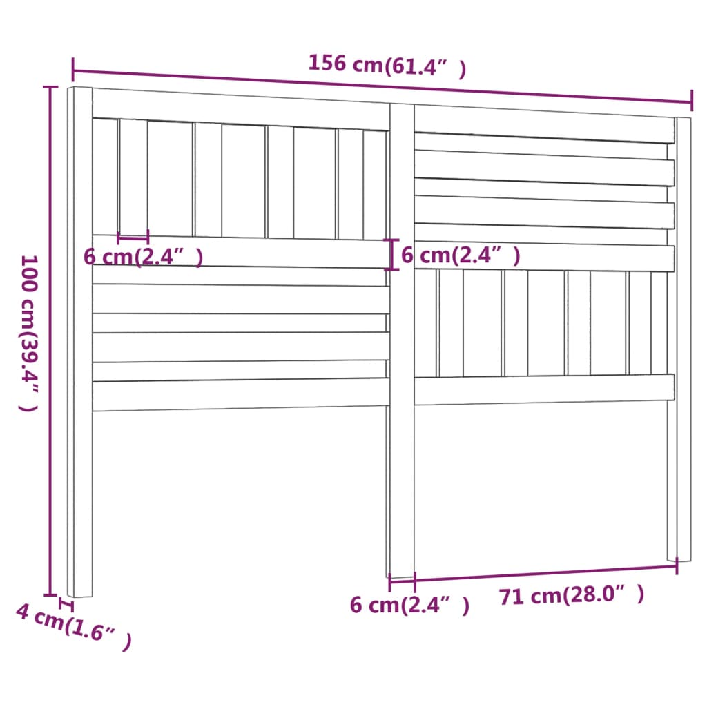 vidaXL fekete tömör fenyőfa ágyfejtámla 156 x 4 x 100 cm