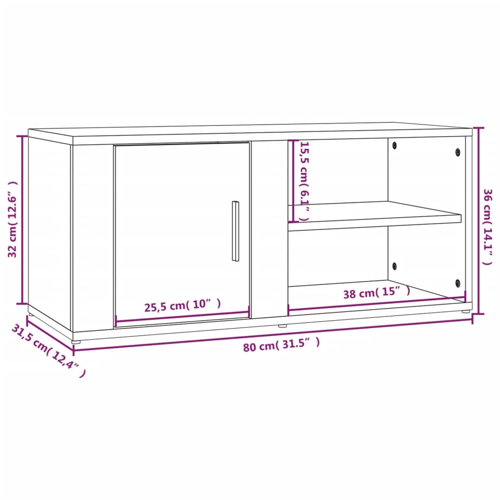 vidaXL betonszürke szerelt fa TV-szekrény 80x31,5x36 cm