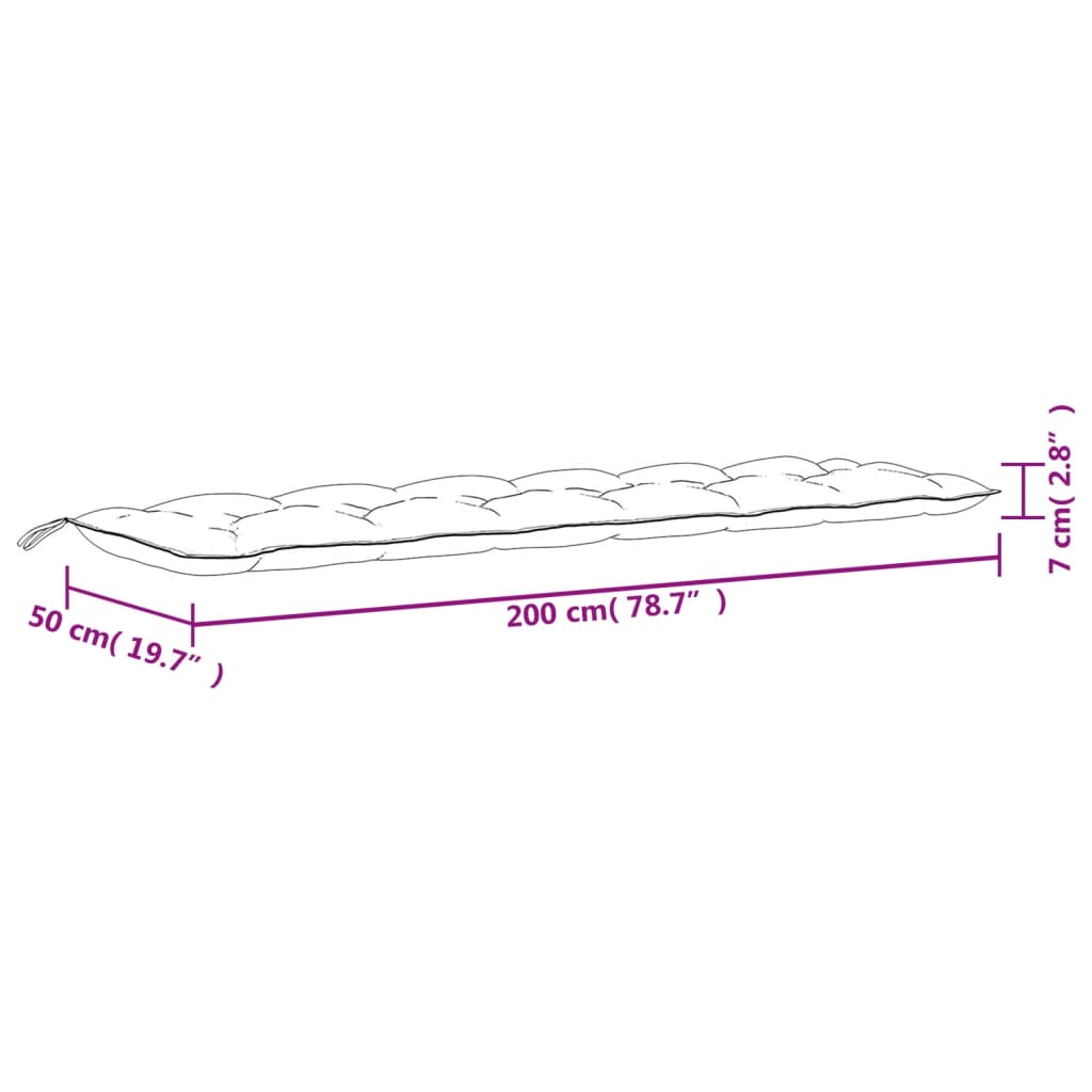 vidaXL 2 db borvörös oxford szövet kerti padpárna 200 x 50 x 7 cm