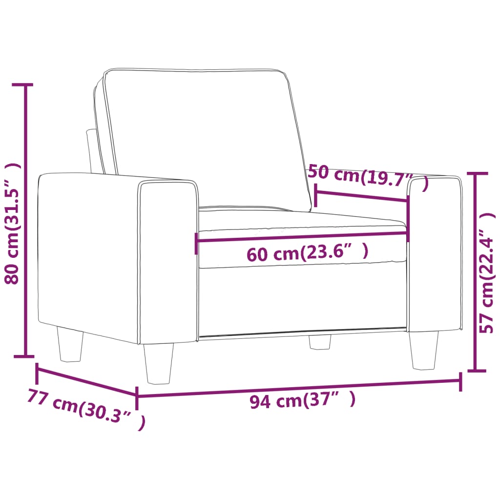 vidaXL világossárga szövet kanapéfotel 60 cm