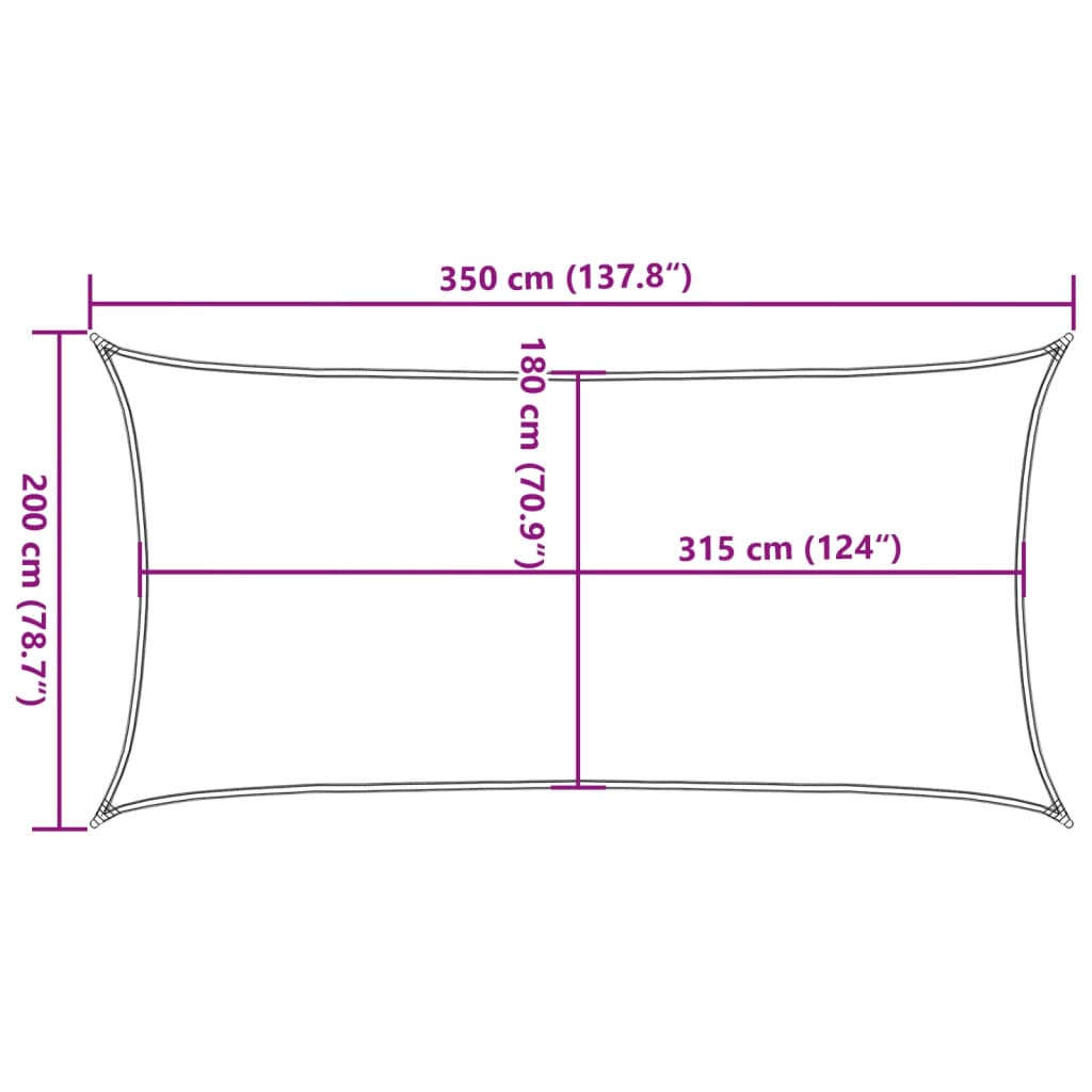 vidaXL fekete HDPE napvitorla 160 g/m² 2 x 3,5 m