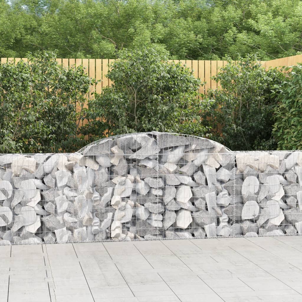 vidaXL 3 db íves horganyzott vas gabion kosár 300x30x80/100 cm