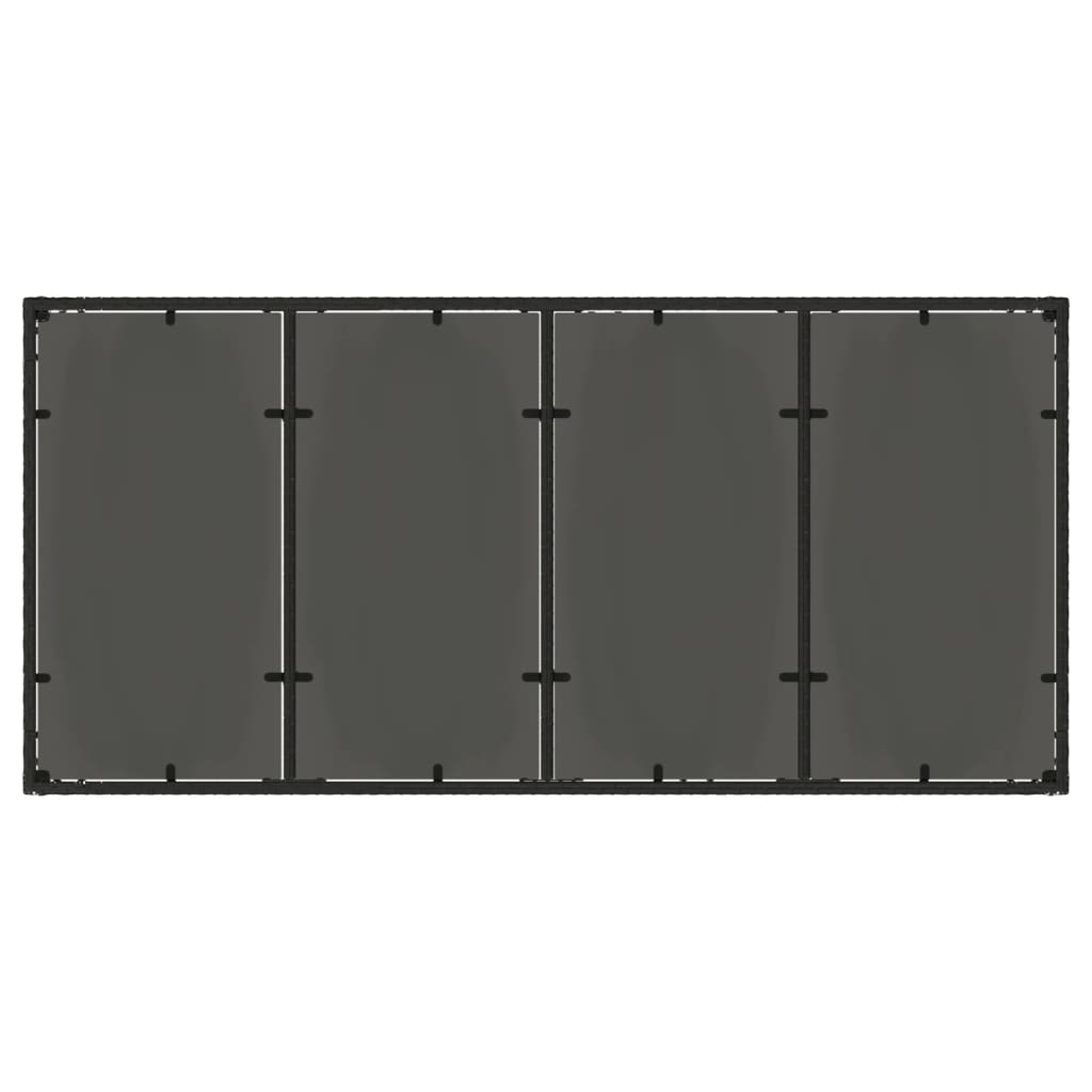 vidaXL fekete polyrattan üveglapos kerti asztal 190 x 90 x 75 cm