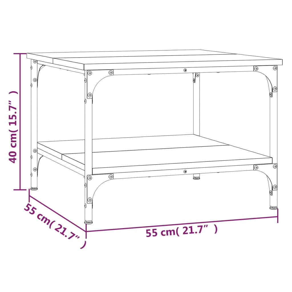 vidaXL fekete szerelt fa dohányzóasztal 55 x 55 x 40 cm