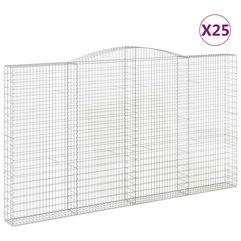 vidaXL 25 db íves horganyzott vas gabion kosár 400x30x220/240 cm