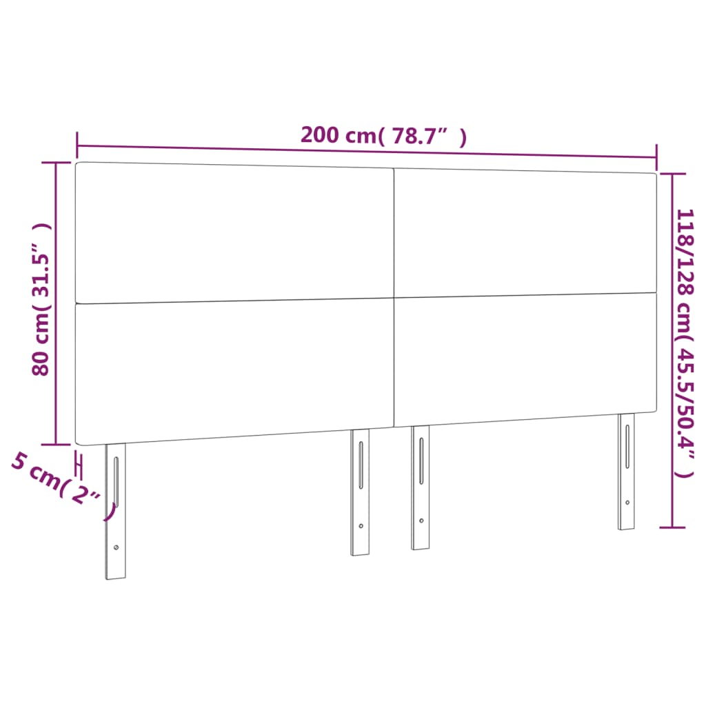 vidaXL cappuccino műbőr LED-es fejtámla 200x5x118/128 cm