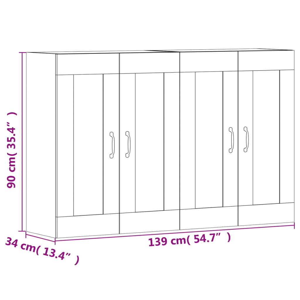 vidaXL 2 db fekete szerelt fa falra szerelhető szekrény