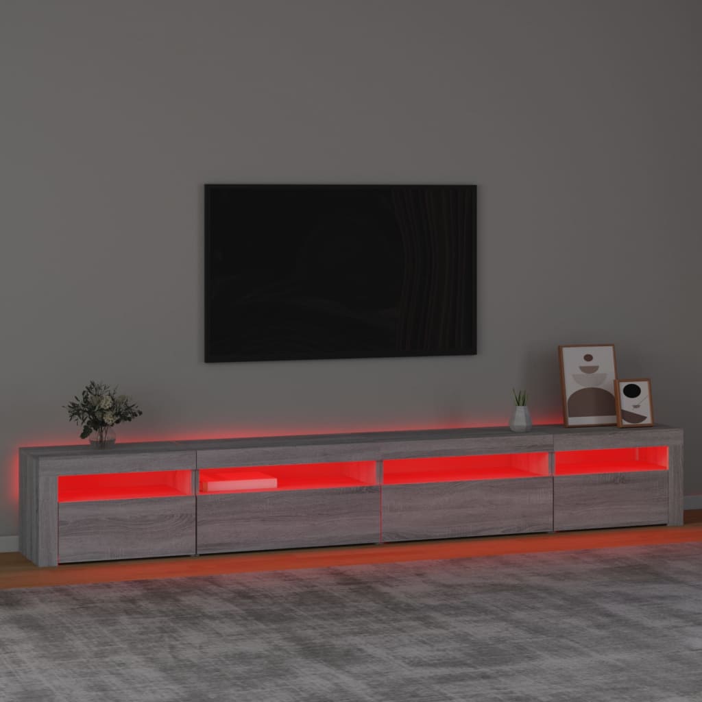 vidaXL szürke sonoma színű TV-szekrény LED-lámpákkal 270x35x40 cm