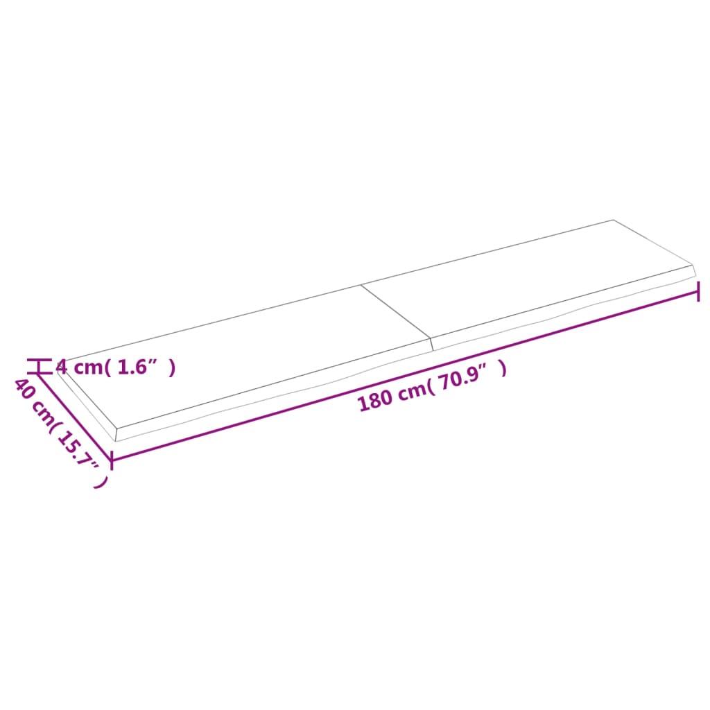 vidaXL sötétbarna kezelt tömör tölgyfa asztallap 180x40x(2-4) cm