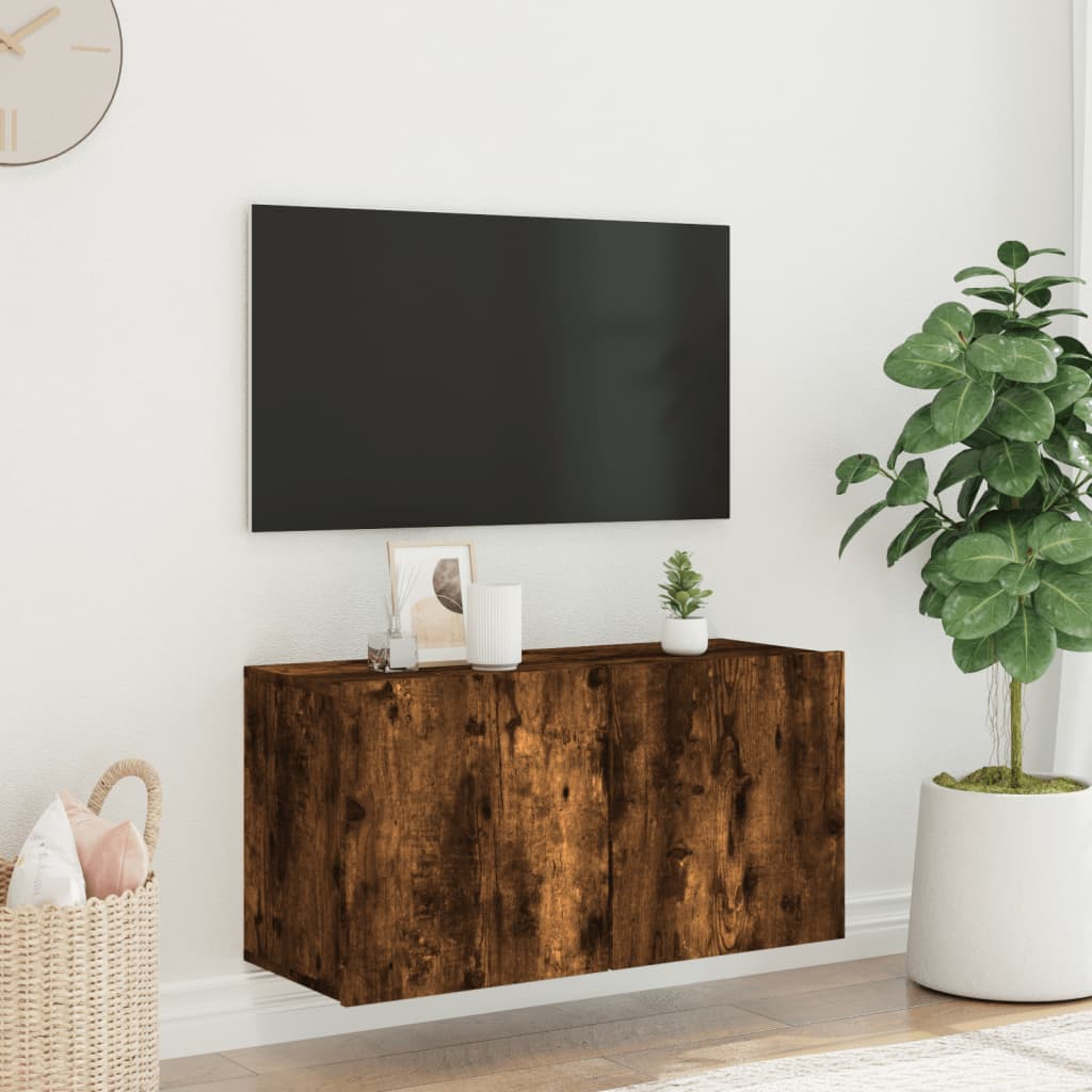 vidaXL füstös tölgyszínű falra szerelhető TV-szekrény 80x 30 x 41 cm