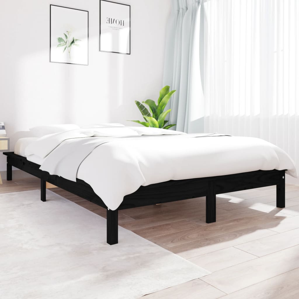 vidaXL Super King Size fekete tömör fenyőfa ágykeret 180 x 200 cm