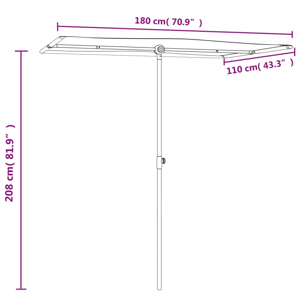 vidaXL terrakotta kerti napernyő alumíniumrúddal 180 x 110 cm