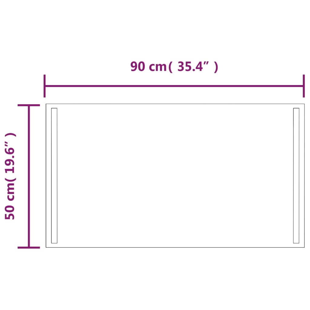 vidaXL LED-es fürdőszobatükör 50x90 cm