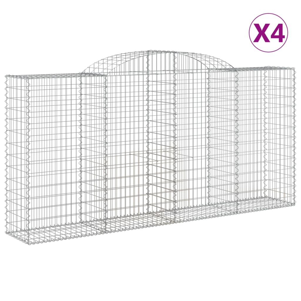 vidaXL 4 db íves horganyzott vas gabion kosár 300x50x140/160 cm